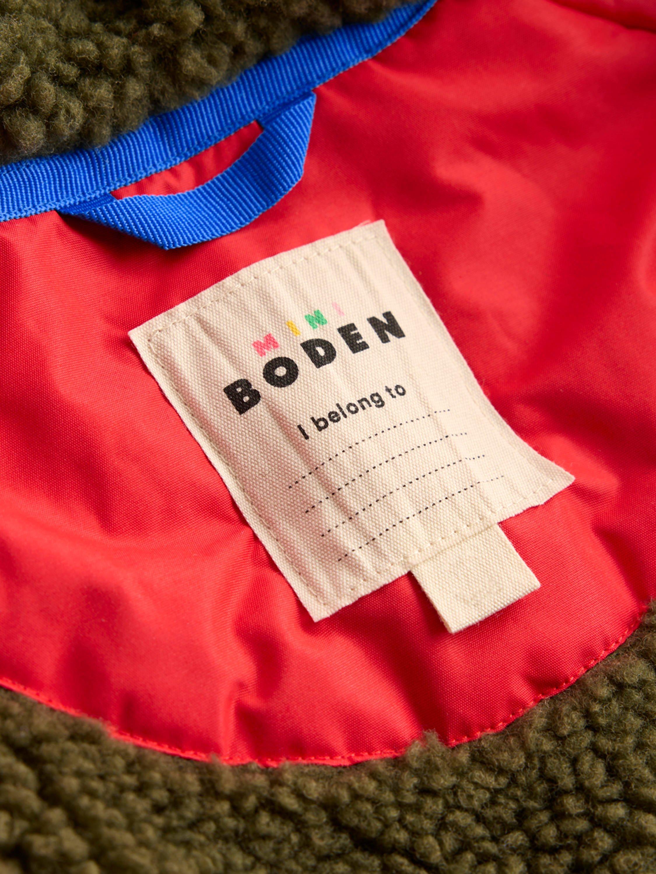 Product image 4 of 5, which shows Mini Boden Kids' Borg Lined Hooded Anorak, Red, 2-3 years