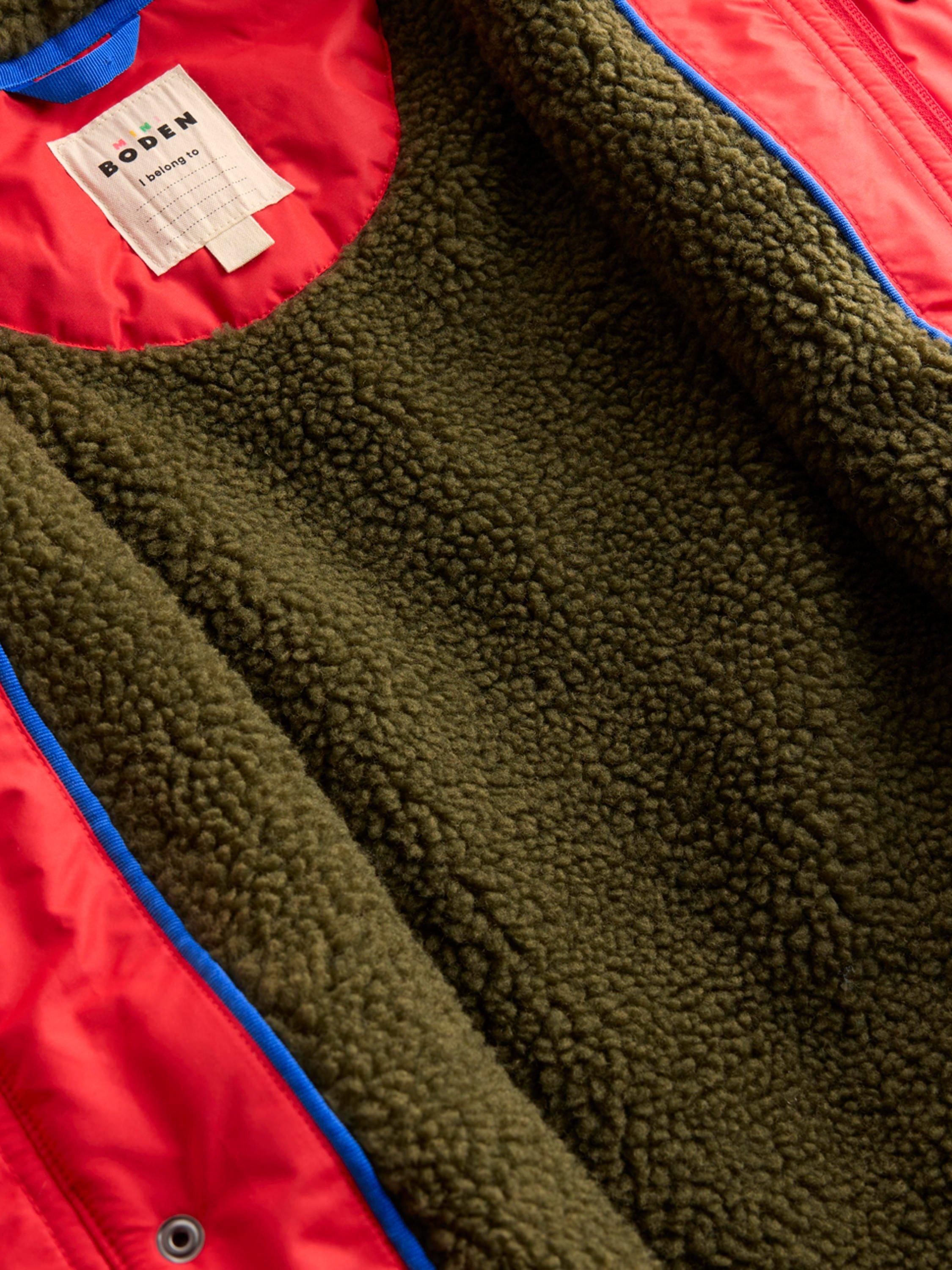 Product image 5 of 5, which shows Mini Boden Kids' Borg Lined Hooded Anorak, Red, 2-3 years