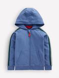 Mini Boden Kids' Rainbow Zip-up Hoodie, Blue River
