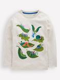 Mini Boden Kids' Cotton Long Sleeved T-Shirt, Oatmeal Bugs