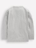 Mini Boden Kids' Cotton Long Sleeve Appliqué Top, Grey Marl Tractor