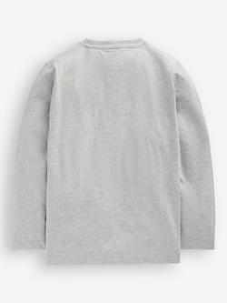 Mini Boden Kids' Cotton Long Sleeve Appliqué Top, Grey Marl Tractor - view 2, Grey Marl Tractor