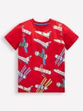 Mini Boden Kids' Cotton Glow In The Dark T-Shirt, Poppy Red Satellite