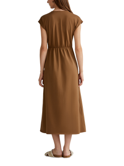 Benetton Tie Detail Jersey Midi Dress - view 2, Brown