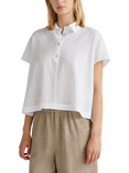 Benetton Short Sleeve Boxy Fit Cotton Blend Gauze Blouse
