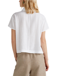 Benetton Short Sleeve Boxy Fit Cotton Blend Gauze Blouse