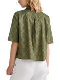 Benetton Abstract Regular Fit 3/4 Sleeve Box Pleat Cotton Shirt