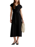 Benetton Tie Detail Jersey Midi Dress, Black