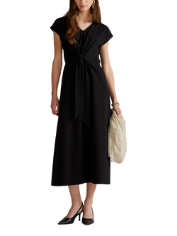 Benetton Tie Detail Jersey Midi Dress, Black
