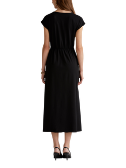 Benetton Tie Detail Jersey Midi Dress - view 2, Black