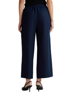 Benetton Wide Leg Pure Linen Trousers - view 2, Mid Blue