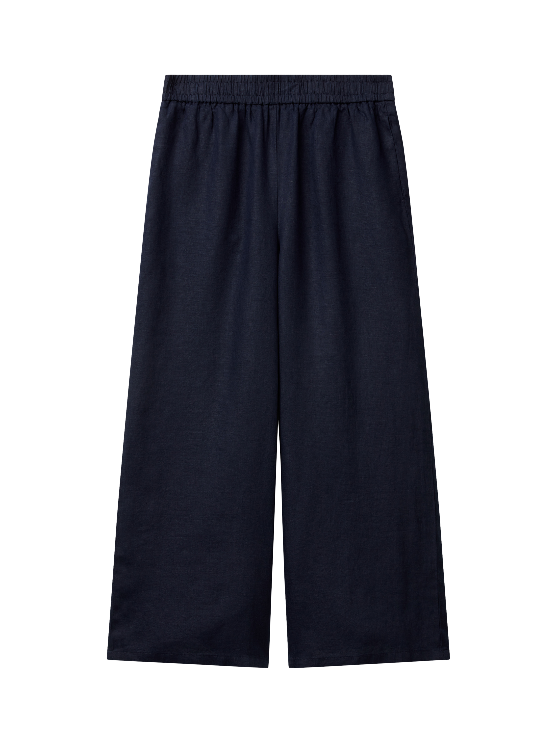 Product image 4 of 5, which shows Benetton Wide Leg Pure Linen Trousers, Mid Blue, XS