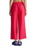 Benetton Wide Leg Pure Linen Trousers, Mid Pink