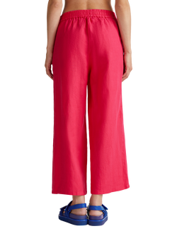 Benetton Wide Leg Pure Linen Trousers - view 2, Mid Pink