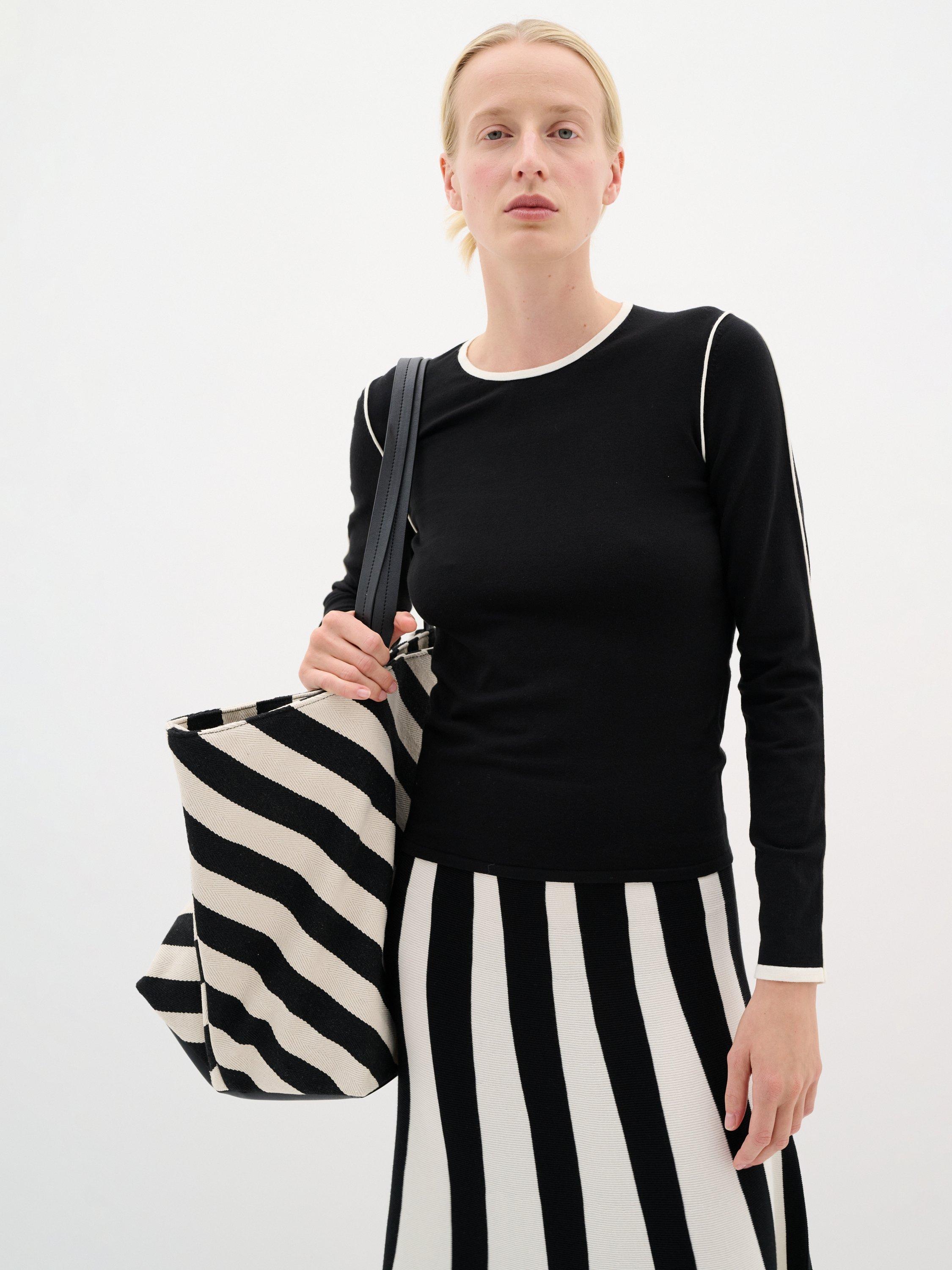 Product image 1 of 5, which shows InWear SaccoIW Long Sleeve Crew Neck Pullover Jumper, Black/White, XS