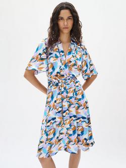 InWear SendraIW V-Neck Abstract Print Short sleeved Midi Dress, Multi