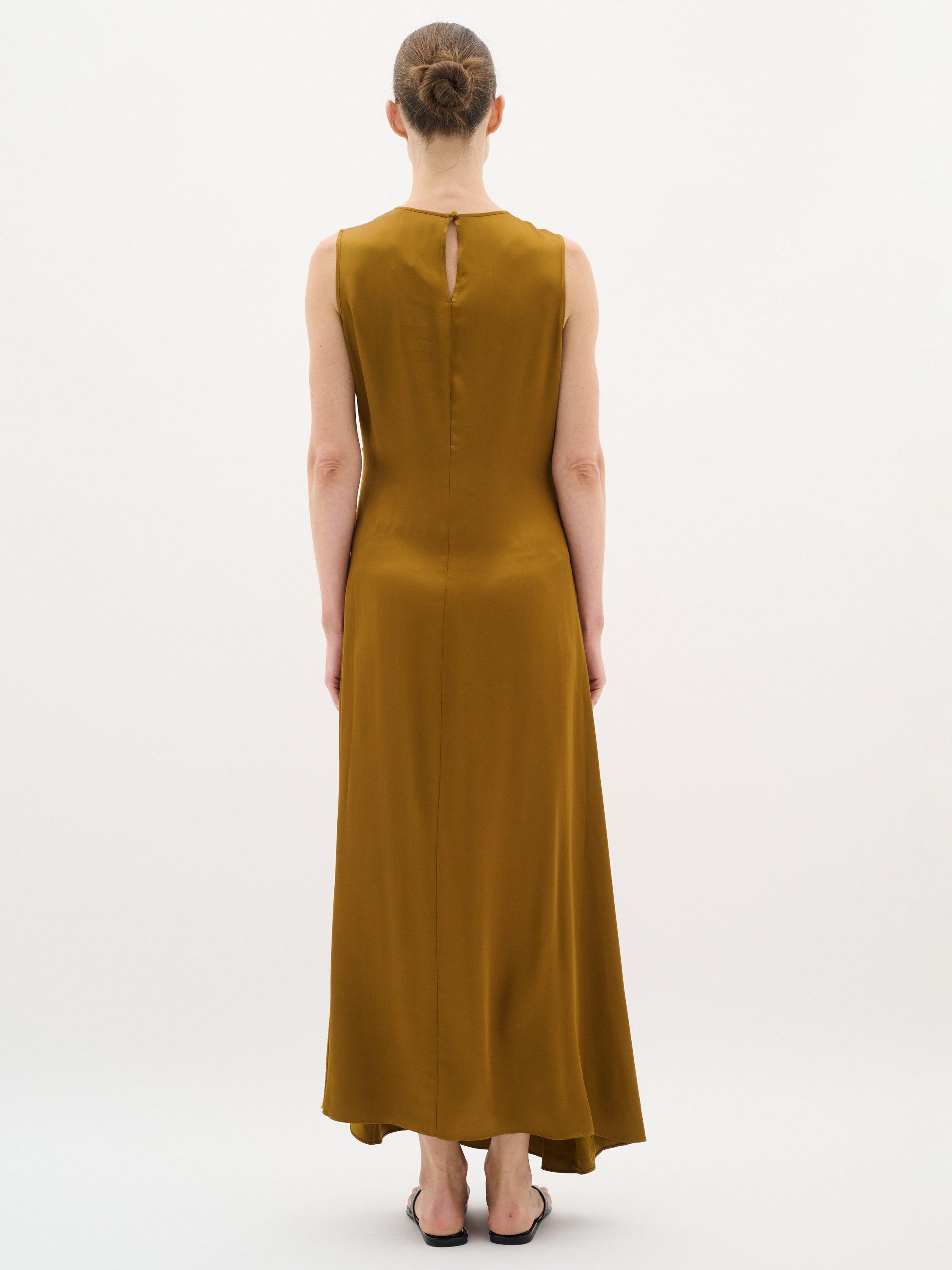 Product image 2 of 5, which shows InWear KaylaIW Round Neck Sleeveless Draped Maxi Dress, Mid Brown, 10