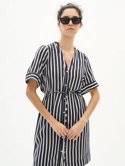 InWear KilloIW V-Neck Striped Short Sleeved Mini Dress, Blue/Multi