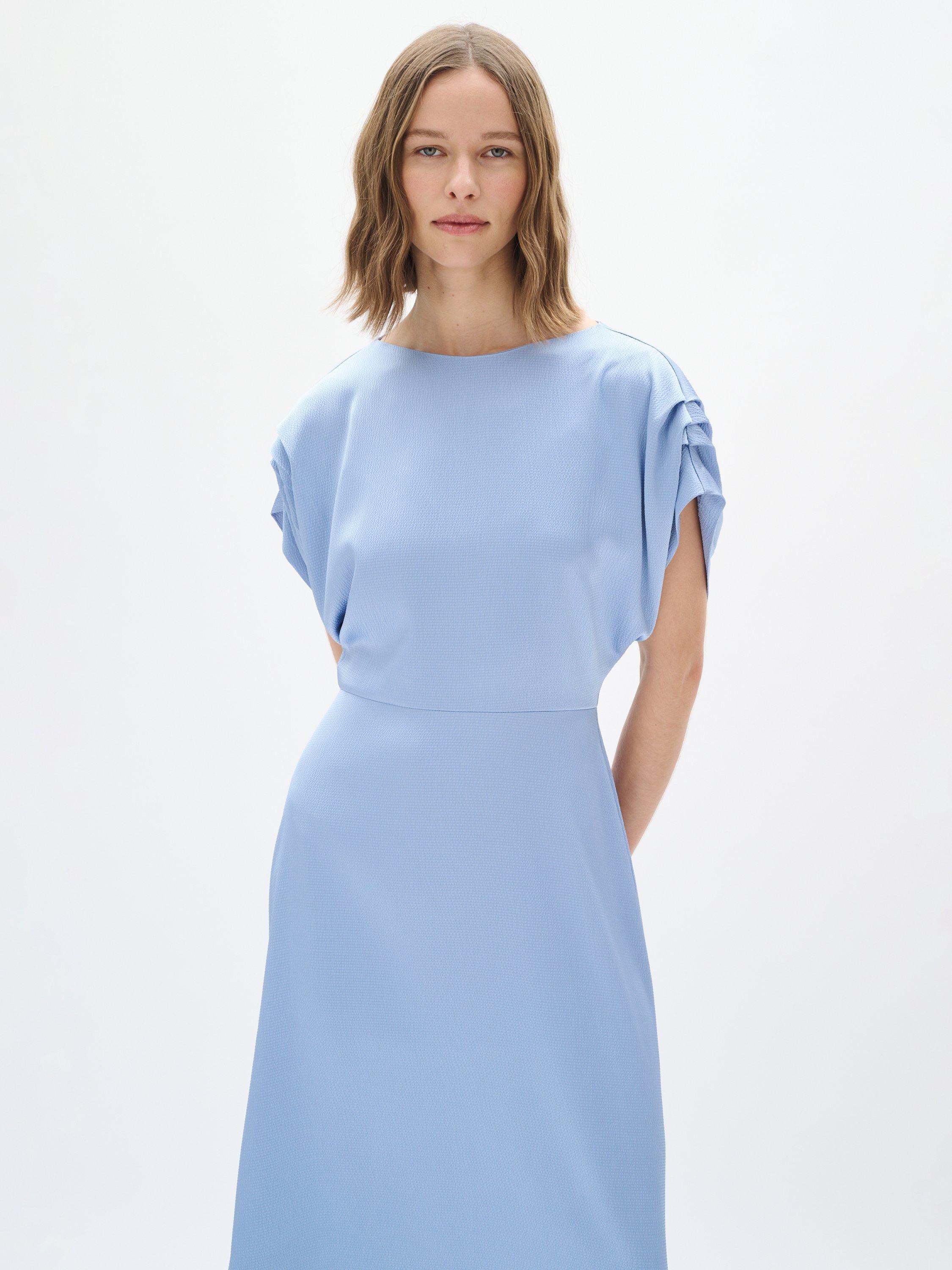 Product image 3 of 6, which shows InWear DakariIW Short Sleeved Flared Midi Dress, Mid Blue, 8