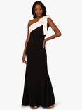 Adrianna Papell Colour Block Crepe Bow Dress, Black/Ivory