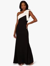 Adrianna Papell Asymmetric Stretch Crepe Dress, Black