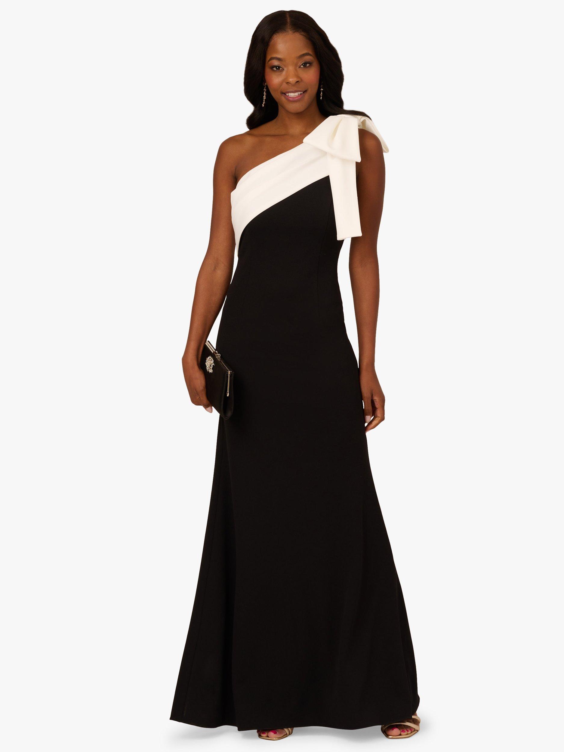 Product image 3 of 6, which shows Adrianna Papell Colour Block Crepe Bow Dress, Black/Ivory, 6