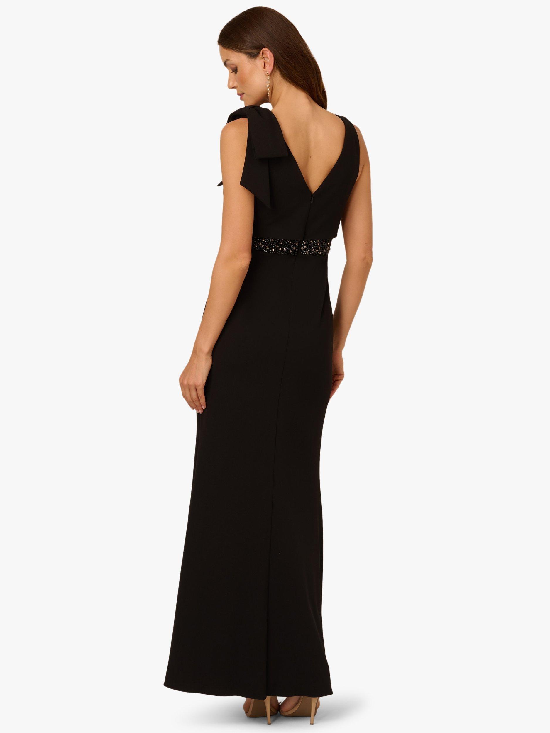 Product image 2 of 6, which shows Adrianna Papell V-Back Crepe Popover Beaded Maxi Dress, Black, 6