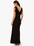 Adrianna Papell V-Back Crepe Popover Beaded Maxi Dress