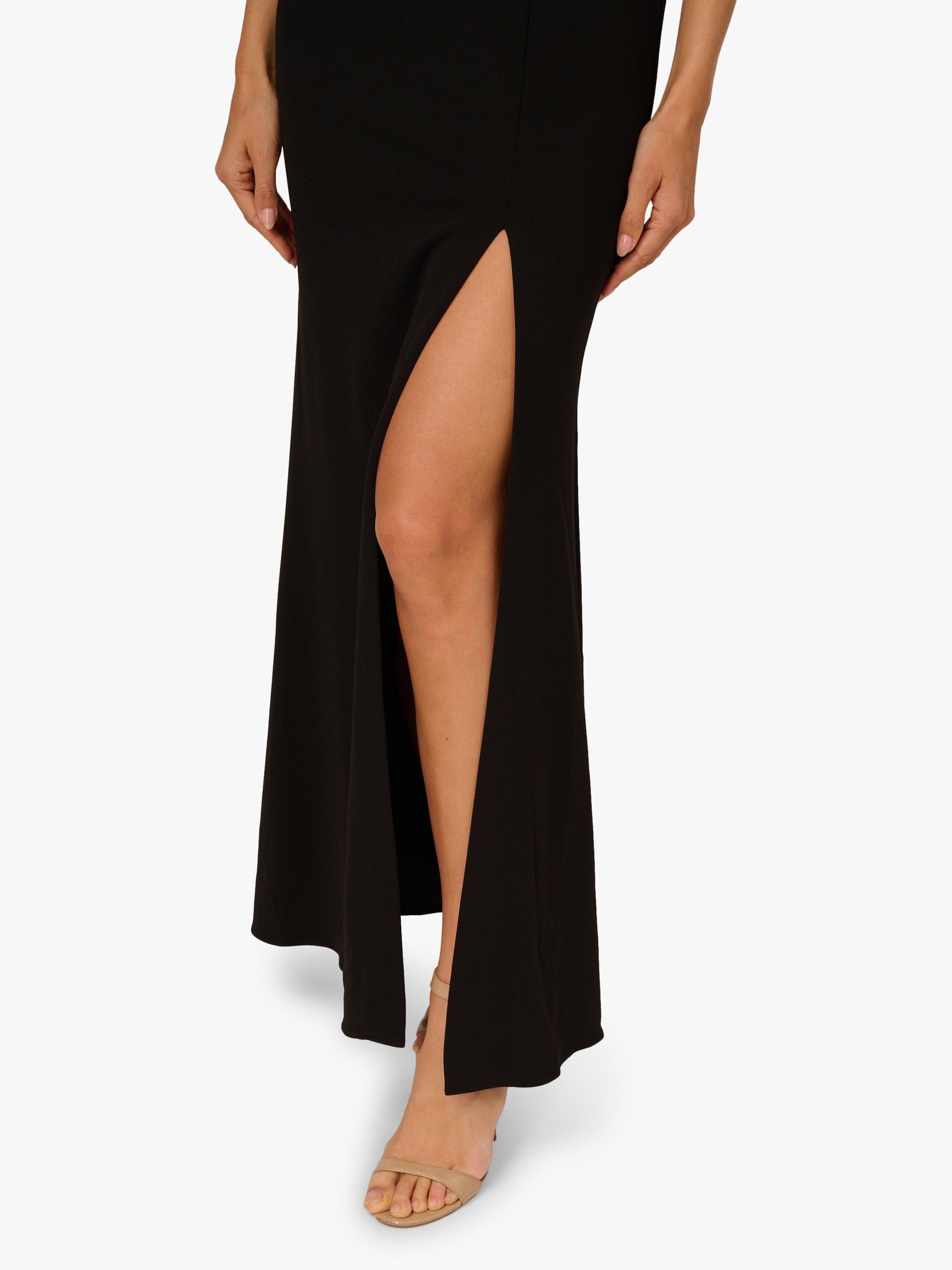 Product image 5 of 6, which shows Adrianna Papell V-Back Crepe Popover Beaded Maxi Dress, Black, 6