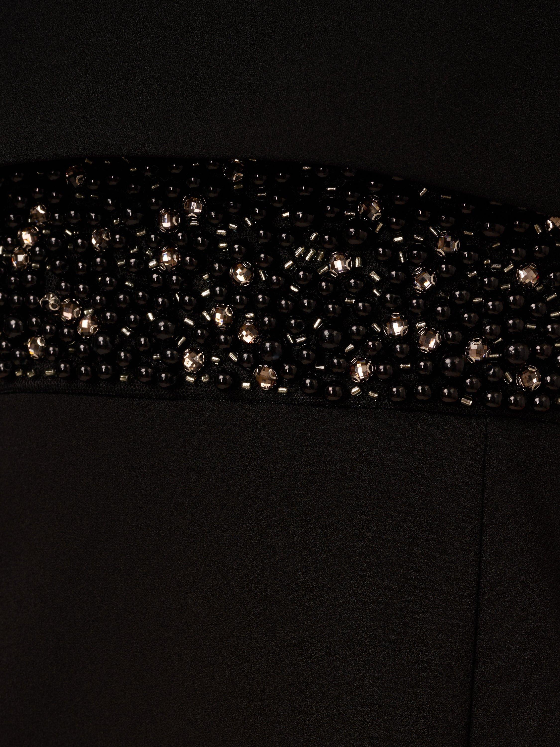 Product image 6 of 6, which shows Adrianna Papell V-Back Crepe Popover Beaded Maxi Dress, Black, 6
