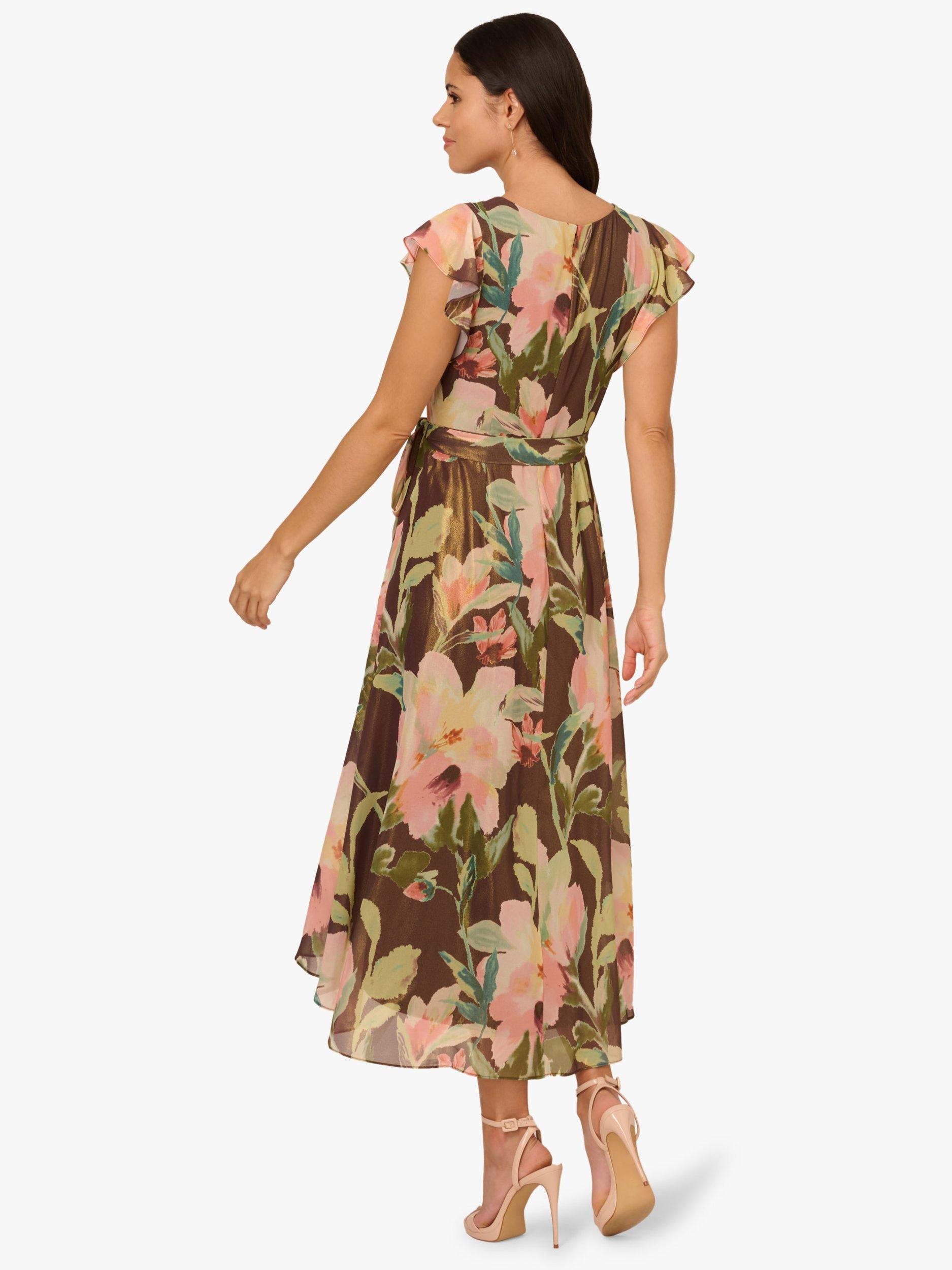 Product image 2 of 6, which shows Adrianna Papell Floral Hi Low Dress, Brown/Multi, 6