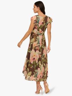 Adrianna Papell Floral Hi Low Dress, Brown/Multi - view 2, Brown/Multi