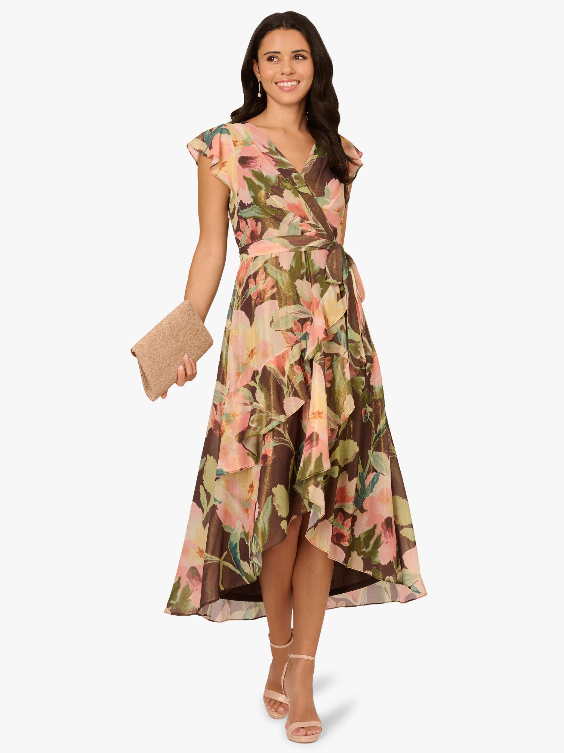 Product image 3 of 6, which shows Adrianna Papell Floral Hi Low Dress, Brown/Multi, 6