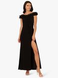 Adrianna Papell Bardot Neck Ruffle Trim Jersey Maxi Gown