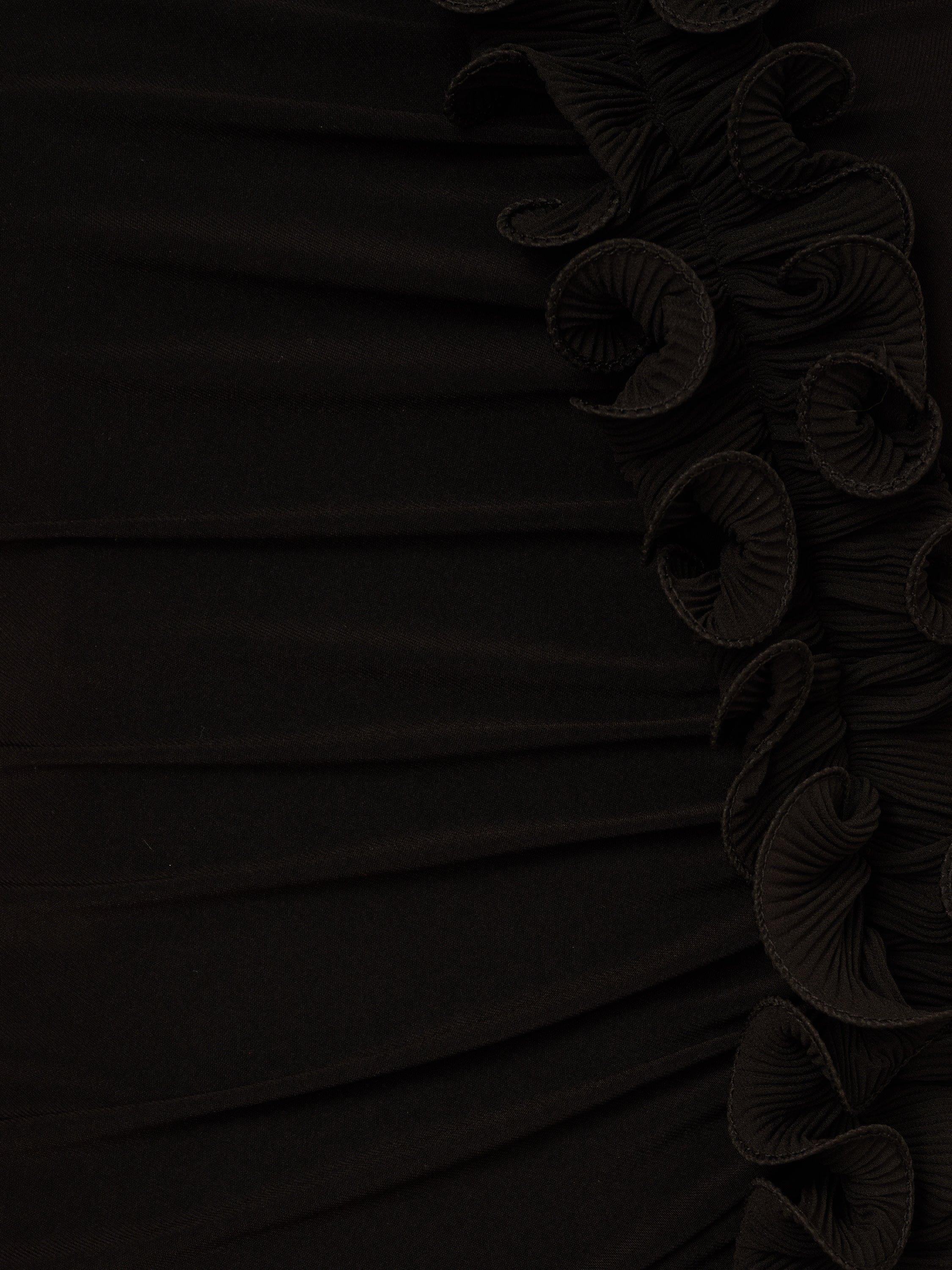 Product image 6 of 6, which shows Adrianna Papell Bardot Neck Ruffle Trim Jersey Maxi Gown, Black, 6