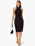 Adrianna By Adrianna Papell Halterneck Crepe Knit Midi  Dress