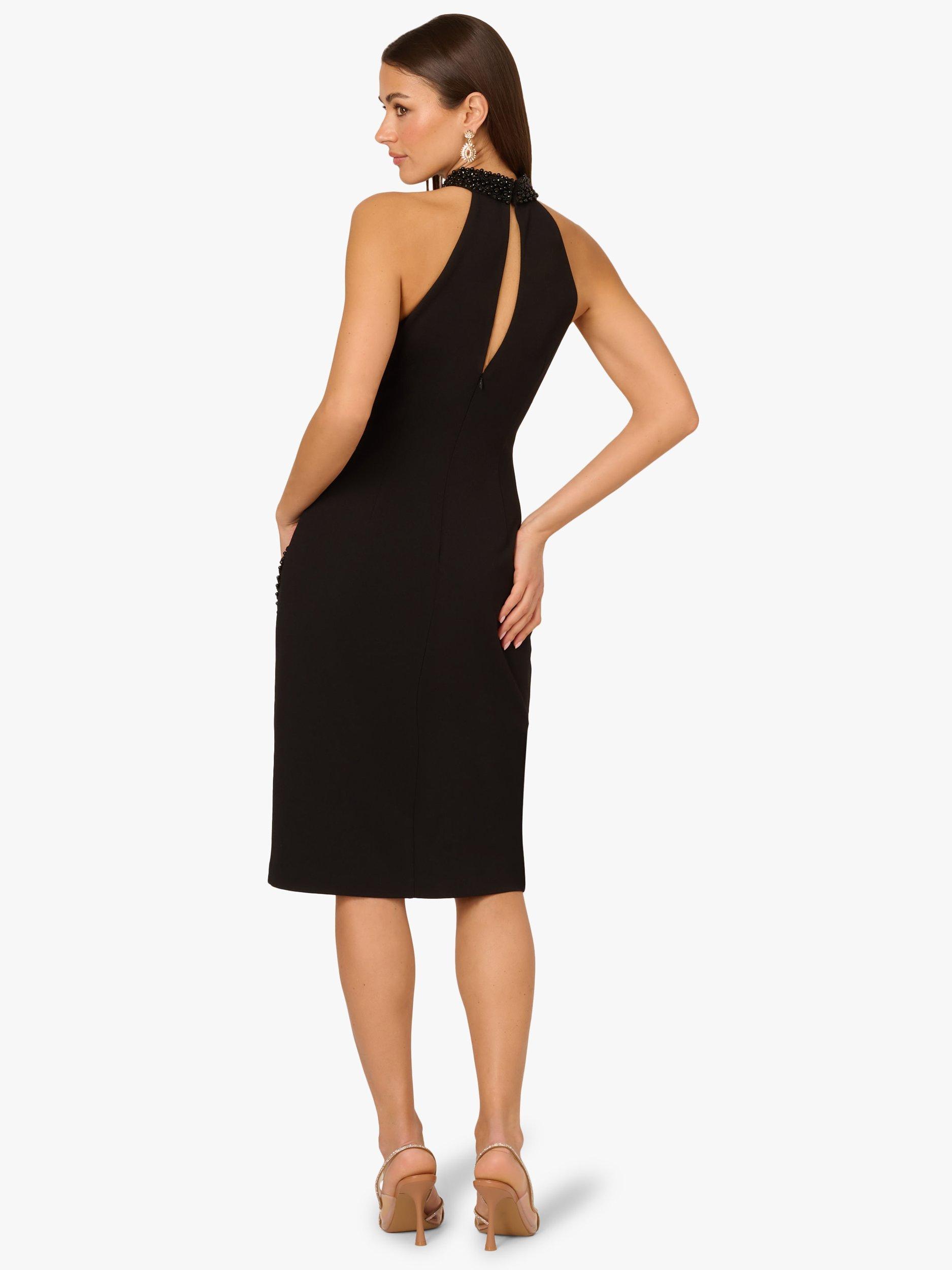 Product image 3 of 7, which shows Adrianna By Adrianna Papell Halterneck Crepe Knit Midi  Dress, Black, 6