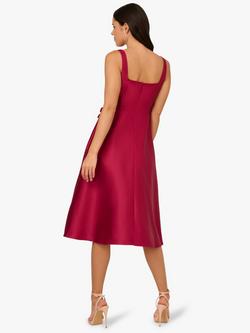 Adrianna Papell Petal Mikado Midi Dress, Red Plum - view 2, Red Plum