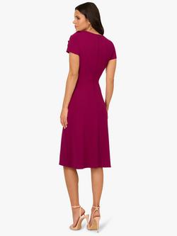 Adrianna Papell Ruffle Bodice Crepe Dress, Wildberry - view 2, Wildberry