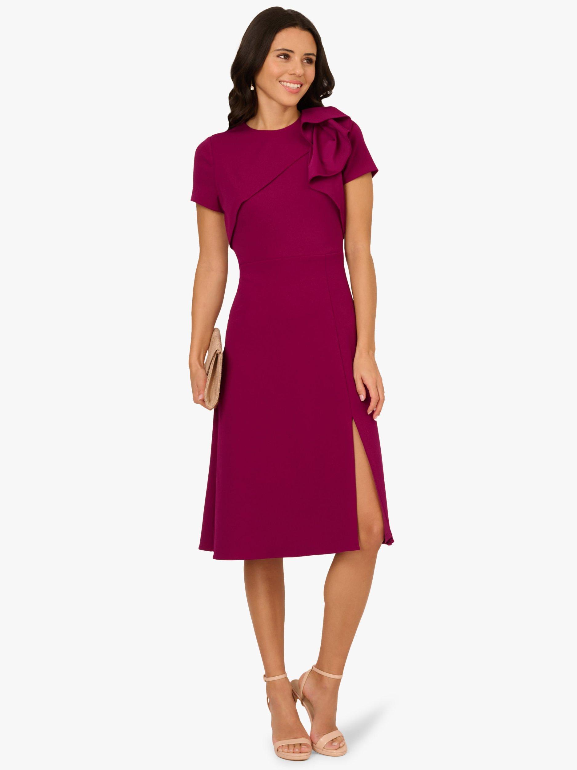 Product image 3 of 6, which shows Adrianna Papell Ruffle Bodice Crepe Dress, Wildberry, 6