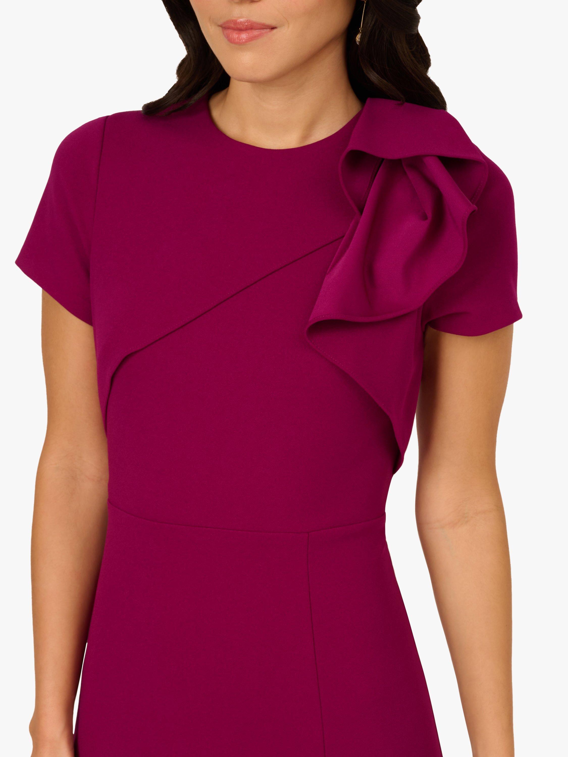 Product image 4 of 6, which shows Adrianna Papell Ruffle Bodice Crepe Dress, Wildberry, 6