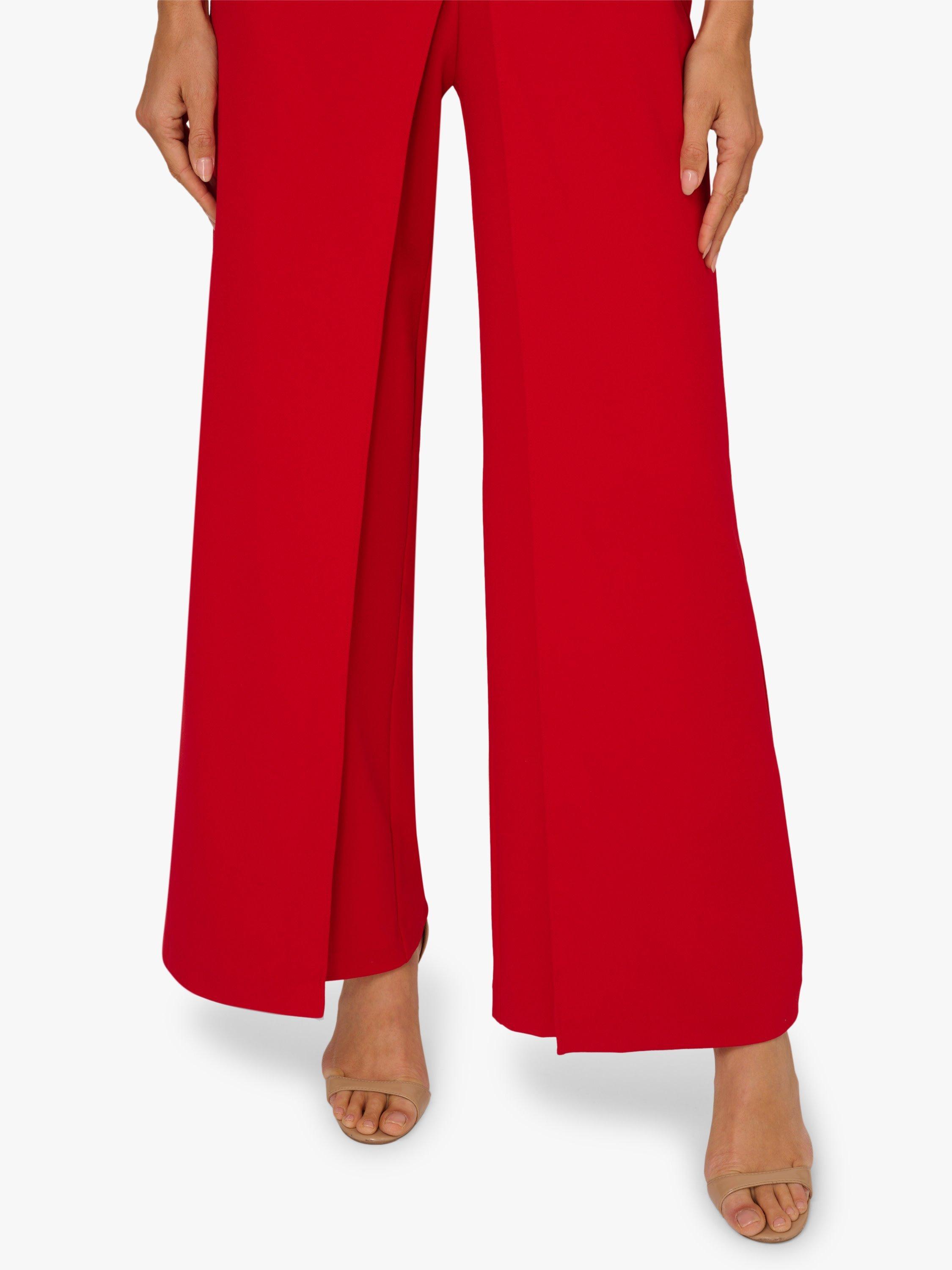 Product image 5 of 6, which shows Adrianna Papell 3D Floral Print Asymmetric Wide Leg Crepe Jumpsuit, Mid Red, 6