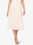 Adrianna Papell Crinkled Flower Embroidered Hem A-Line Midi Skirt