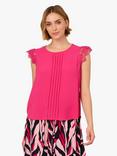 Adrianna Papell Pleated Airflow Flutter Sleeve Woven Crochet Top