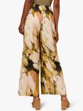 Adrianna Papell Abstract Satin Wide Leg Trousers, Oil Green/Goldsmith