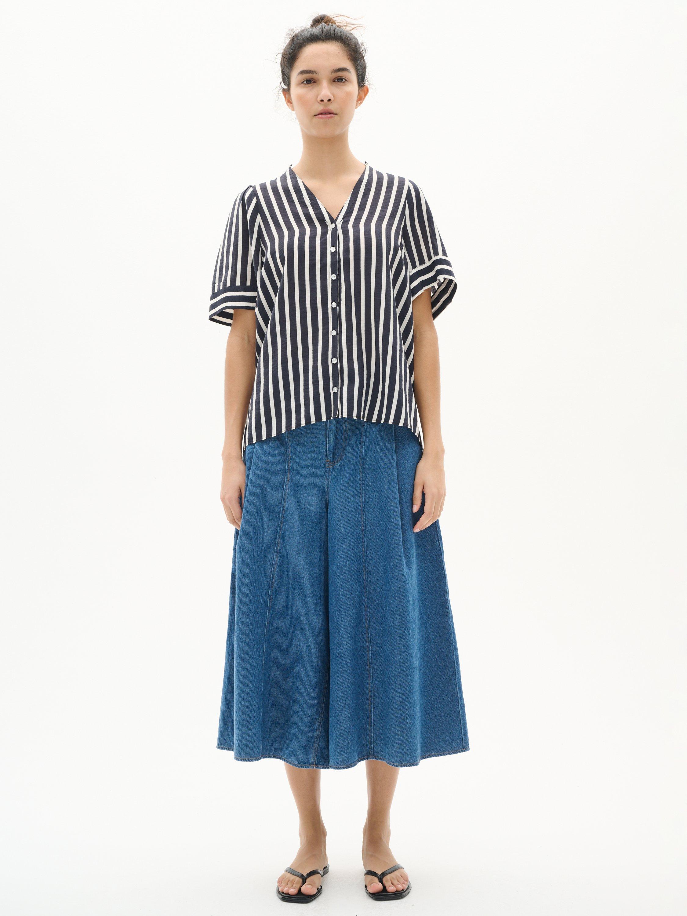 Product image 3 of 6, which shows InWear KilloIW Short Sleeved V-Neck Striped Top, Blue/Multi, 8