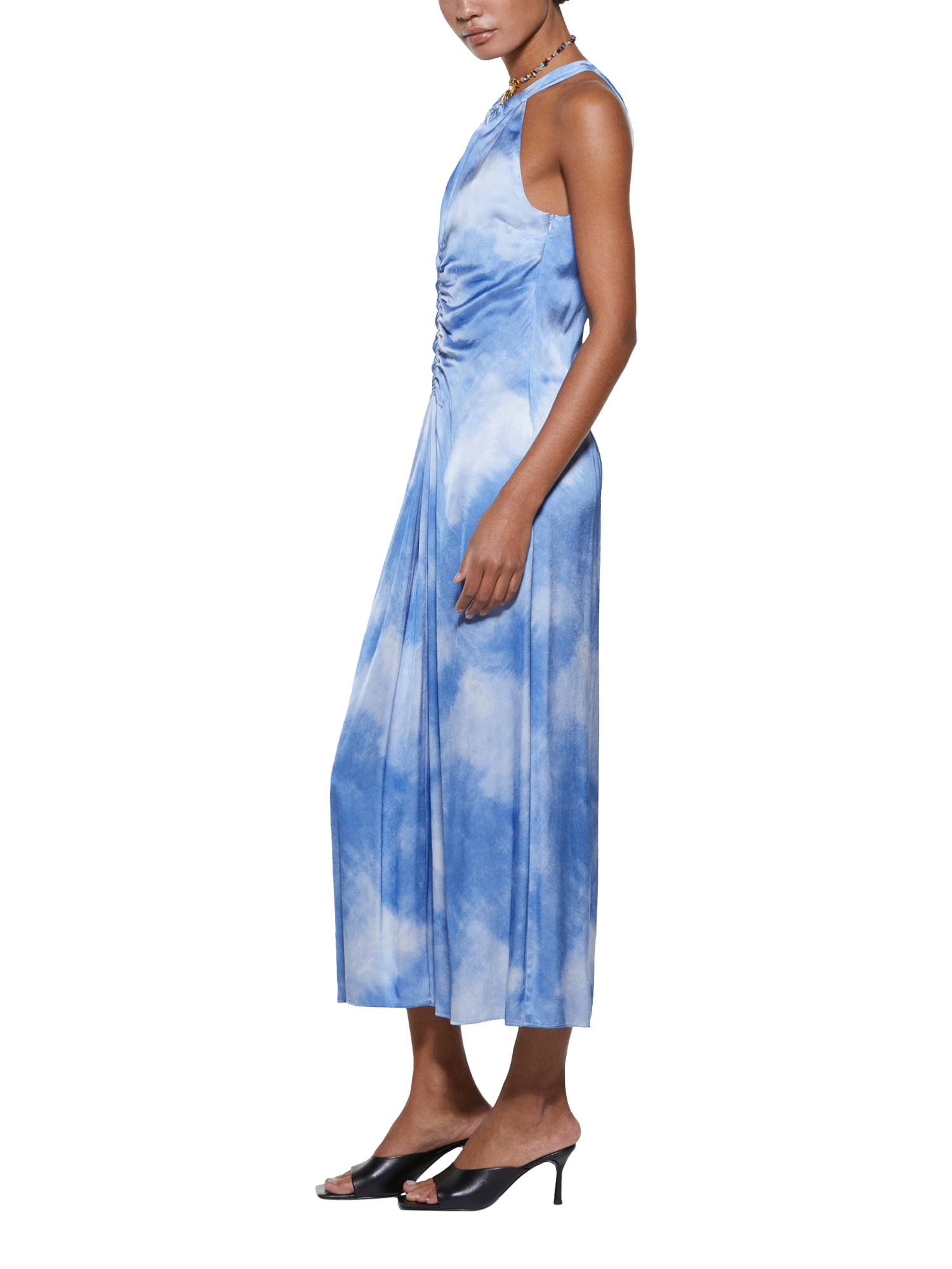 Product image 4 of 5, which shows SISLEY Abstract Ruched Satin Dress, Multi, 12
