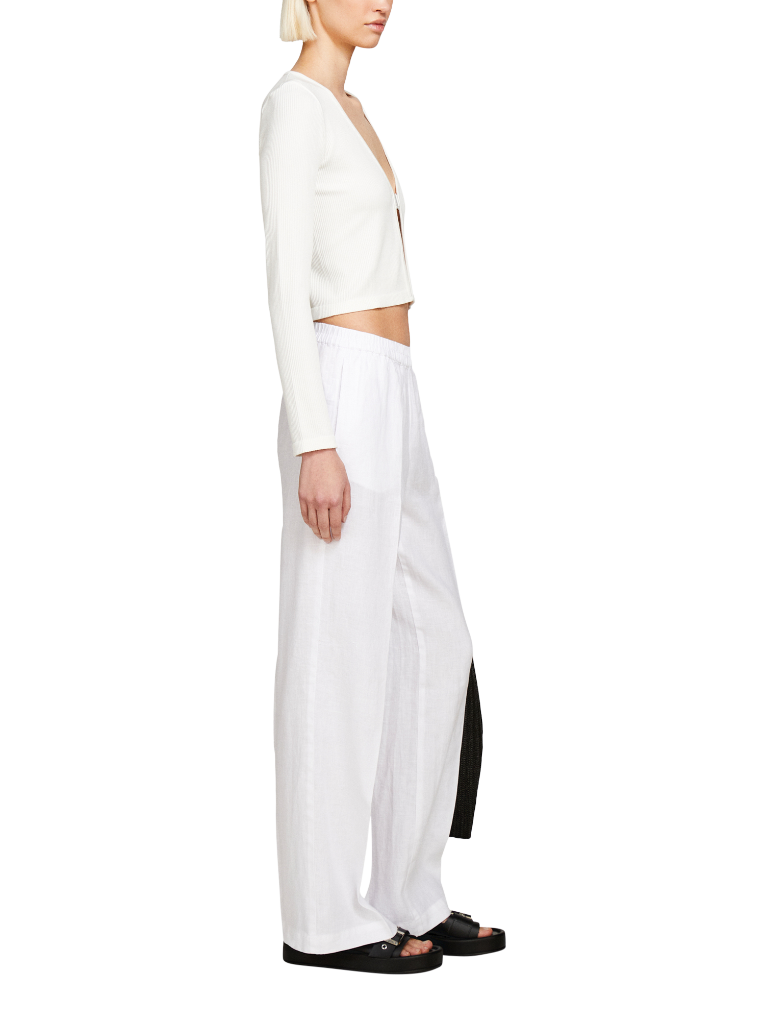 Product image 4 of 5, which shows SISLEY Flared Pure Linen Trousers, White, 8