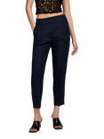SISLEY High Waist Pure Linen Cropped Joggers, Blue