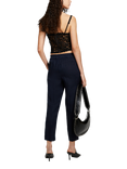SISLEY High Waist Pure Linen Cropped Joggers, Blue